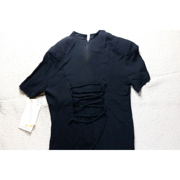 New Best Lauren Dress Maxi Black Crepe Petite 11/12 Gold Button Vintage 90s - Picture 5 of 7